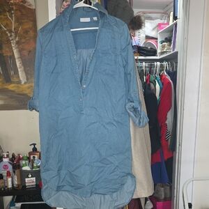 New York & Company Light Blue Denim Dress